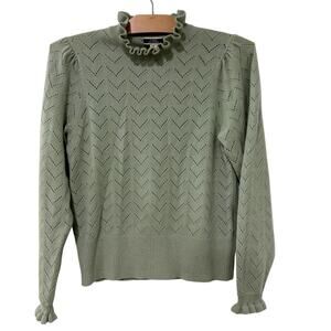 J. Crew | Sweater Long Sleeve Green Pullover Cashmere Preppy Pointelle- Small